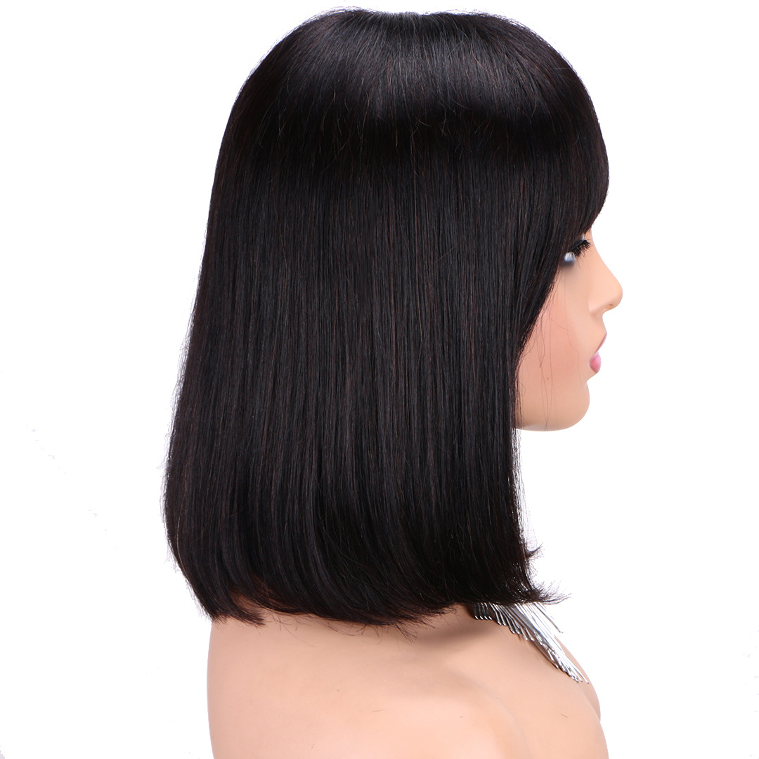 12-Inch Straight Fringe Bob Wig