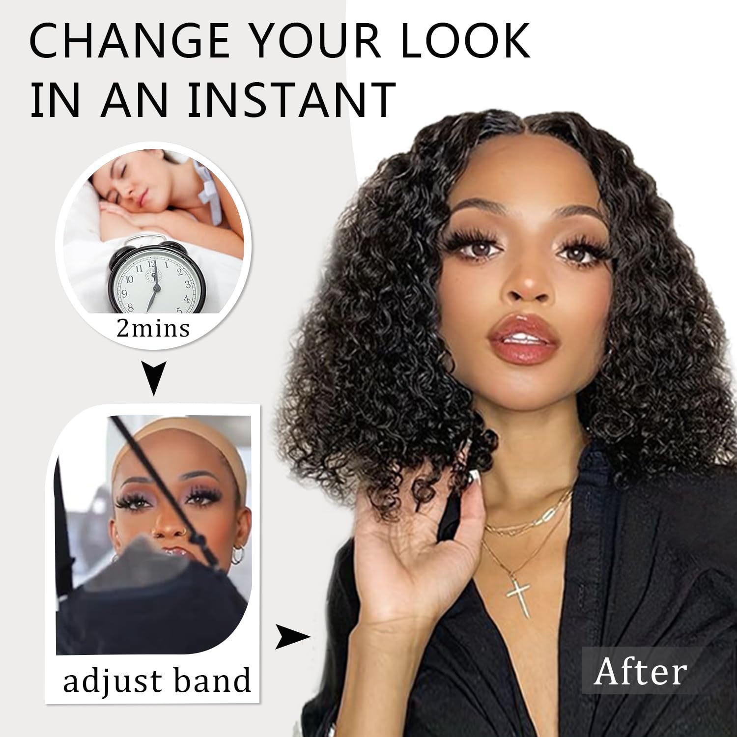 16-Inch Glueless Kinky Curls Wig