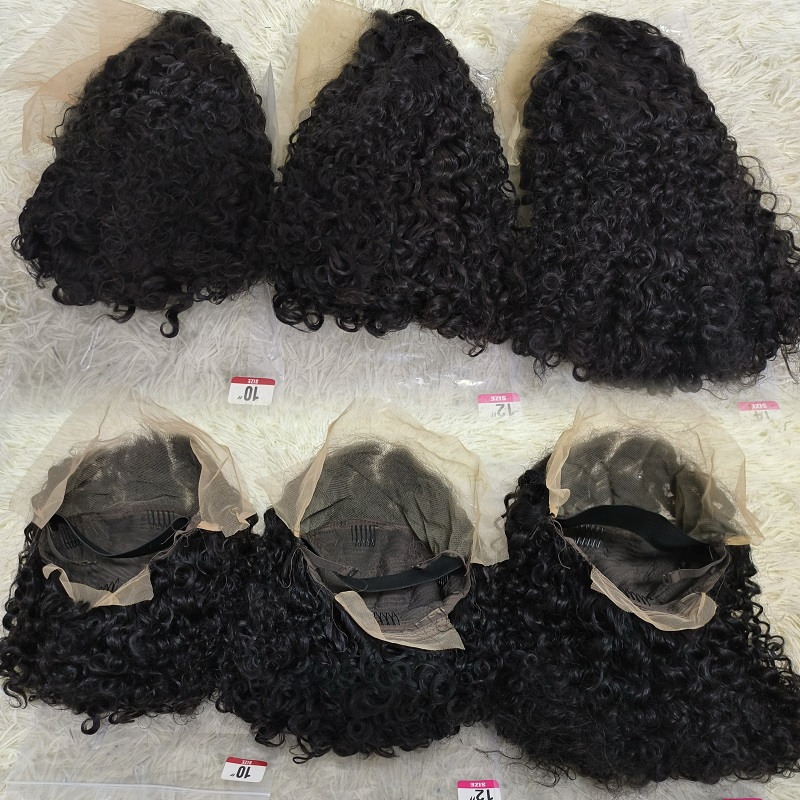 Double Drawn Curly Short Wigs for Black Women Bob Wigs Glueless Human Hair Wigs