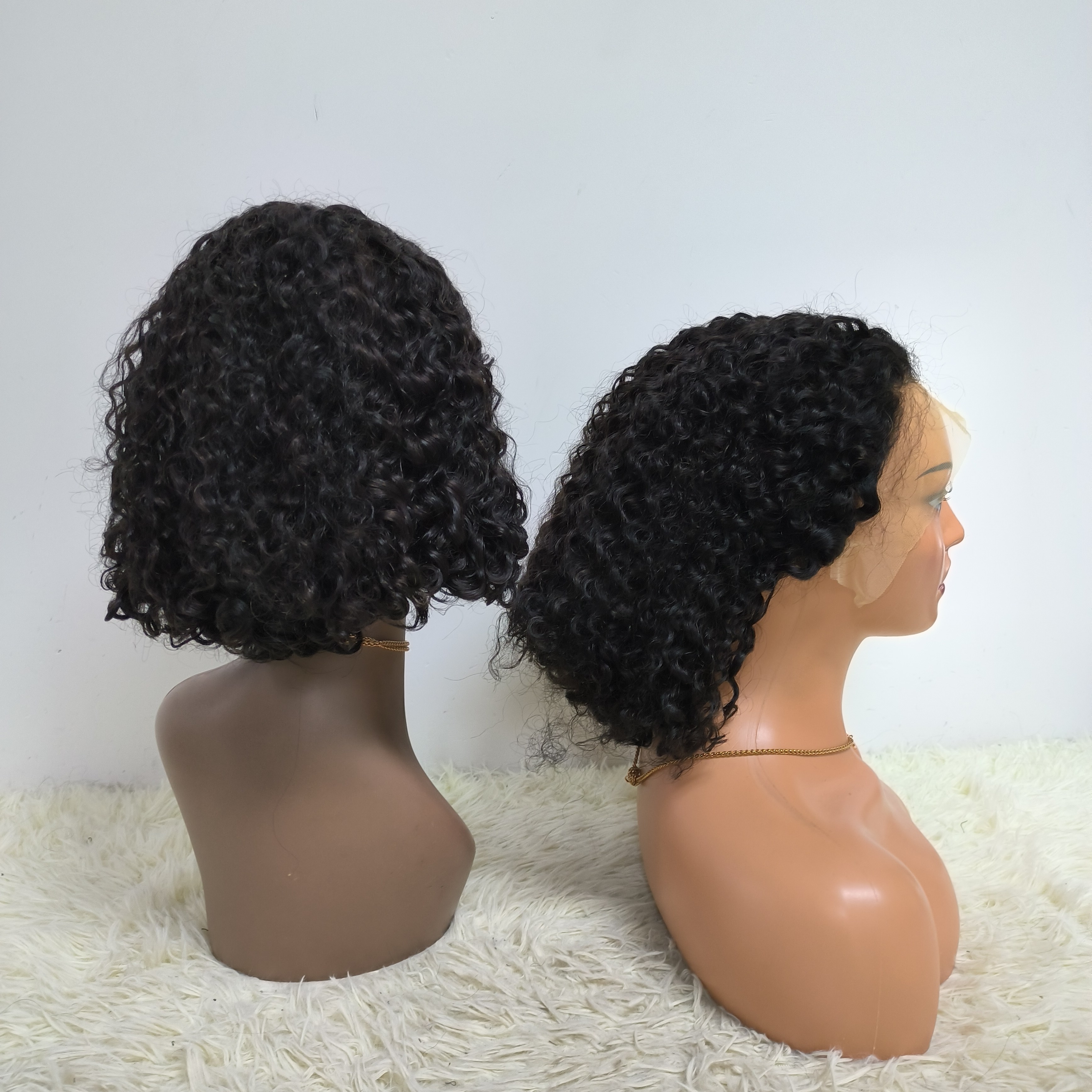 Double Drawn Curly Short Wigs for Black Women Bob Wigs Glueless Human Hair Wigs