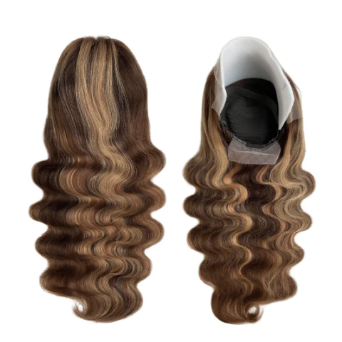 27-Inch Brown &amp; Blonde Highlight Body Wave Wig