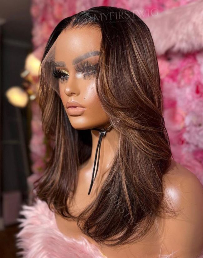 Coffee brown Bob lace wig