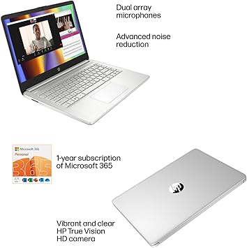 HP Stream 14" HD Laptop | Intel Celeron N4120 Processor, Intel UHD Graphics 600, Microsoft Office 365, 4GB RAM | 128GB Storage, Fast Charge, HDMI, Up to 11 Hours Long Battery Life, Win 11 S