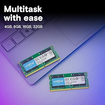 Crucial 8GB DDR4 RAM 3200MHz (PC4-25600), Downclockable to 2933/2666MHz Laptop Memory, SODIMM 260-Pin CL22, Compatible with 13th Gen Intel Core and AMD Ryzen 7000