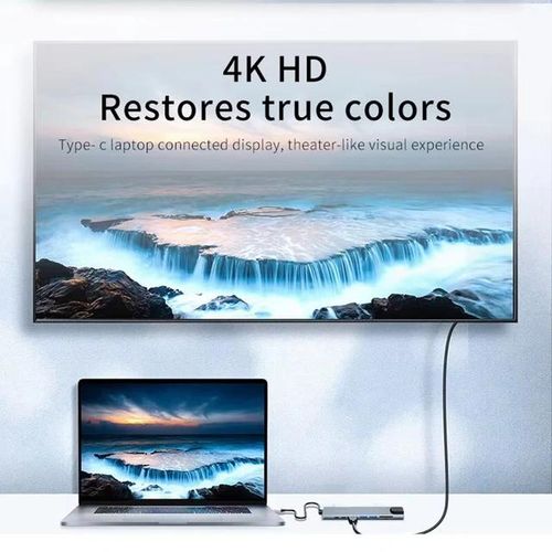 8-in-1 USB-C Docking Station RJ45 4K HDMI USB 3.0 Type-C Power for Windows and Macbook Laptop– Silver, grey