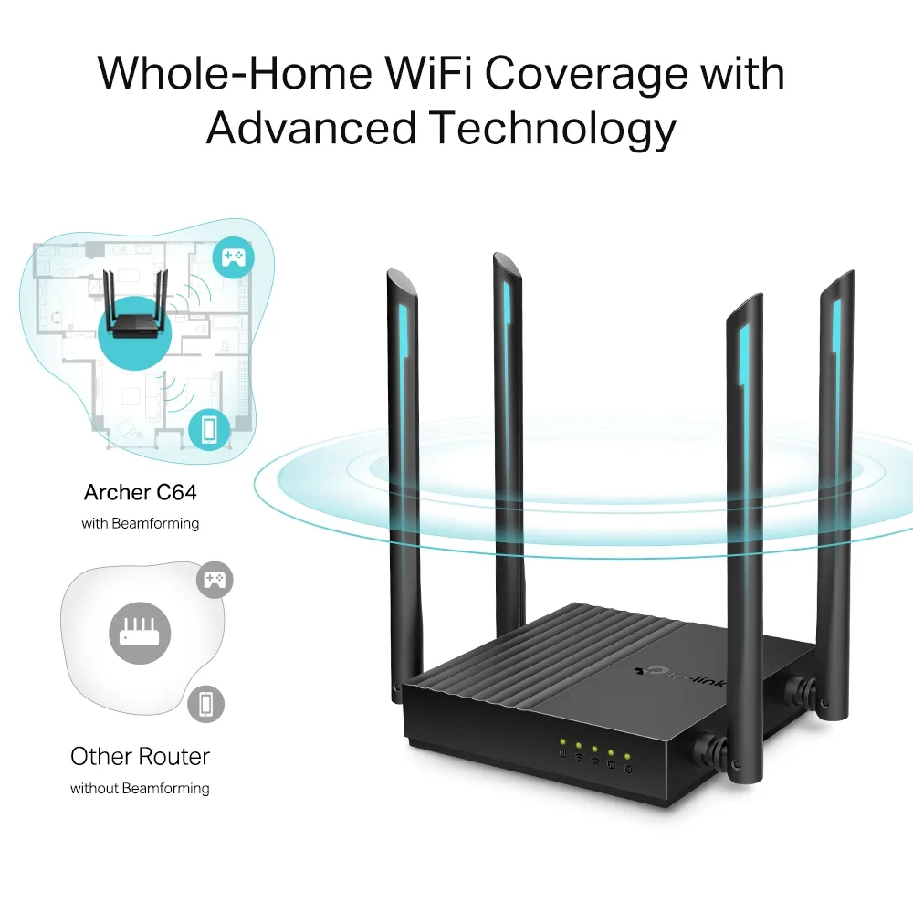 TP-Link Archer C64 AC1200 MU-MIMO Wi-Fi Router Dual Band Gigabit