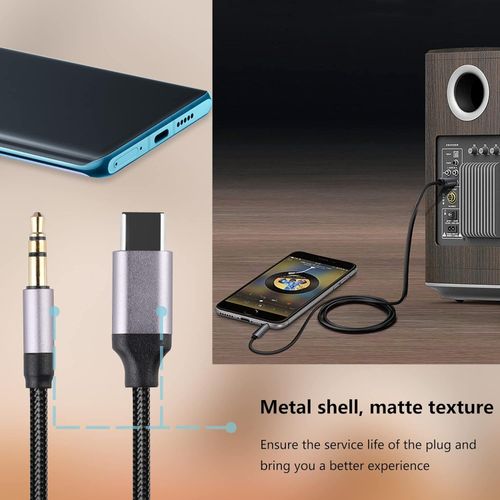 USB C to 3.5mm Aux Cable Type C Male Jack Adapter Audio Cable Cord Nylon Braided Fast Quick Charger  Audio Cable For Car Headphone USB C Converter Jack Speaker