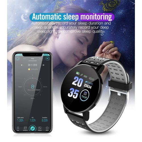 119plus D18S Macaron smartwatch with heart rate and sleep monitoring, Bluetooth sports wristband