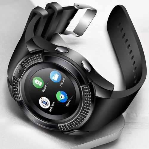 Smartwatch Round Screen IP65 Bluetooth Smart Watch With Sim Toolkit Color May Vary - Black
