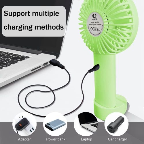 Handheld Fan Battery Rechargeable fan, Mini Desktop Fan with 3 Speed can Work 4-24 Hours,Lightweight Makeup Hand Fan for Stylish Girl Women Men Indoor Outdoor-Vacation Essentials Portable Fan -Multicolor