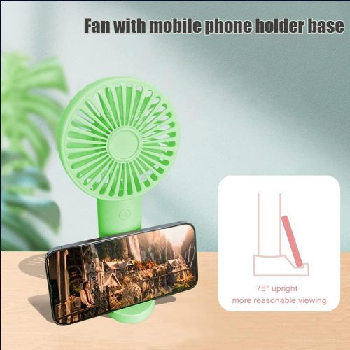 Handheld Fan Battery Rechargeable fan, Mini Desktop Fan with 3 Speed can Work 4-24 Hours,Lightweight Makeup Hand Fan for Stylish Girl Women Men Indoor Outdoor-Vacation Essentials Portable Fan -Multicolor