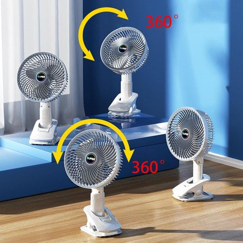 Portable Mini Desk Fan - Clip on USB Rechargeable Hand Fan with 3 Adjustable Speeds 360 Degree Rotation 2000mAh Battery, Lightweight Design, Low Noise, and Easy Portability for Indoor and Outdoor Office Use- Multicolor