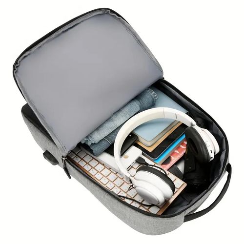 White Label Laptop Bag With USB Port - Grey/Black