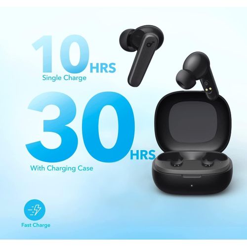 Soundcore R50i True Wireless in-Ear Earbuds, TWS with 30H+ Playtime, Clear Calls & High Bass, IPX5-Water Resistant, Soundcore Connect App with 22 Preset EQs, Quick Connectivity, Black Color