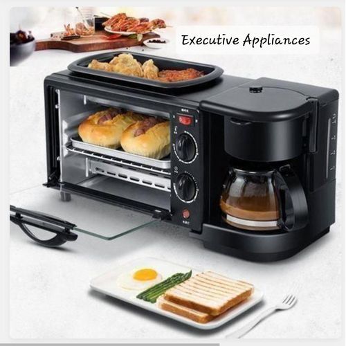 Hoffmans 3 In 1 Breakfast Maker Oven, Coffee And Pan - black