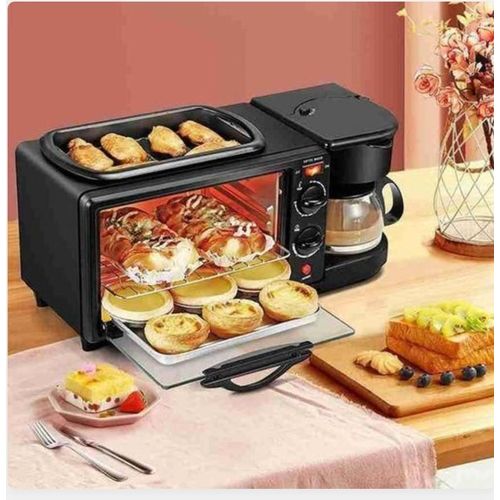 Hoffmans 3 In 1 Breakfast Maker Oven, Coffee And Pan - black