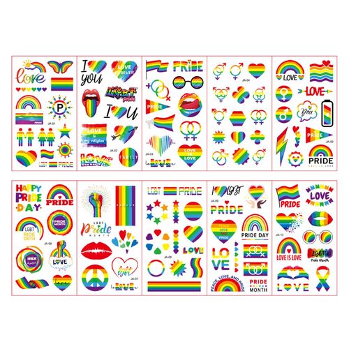 Rainbow Temporary Tattoo Stickers Easy To Use and Remove Tattoo Sticker for Summer Style Festival Wedding,Default NO5235