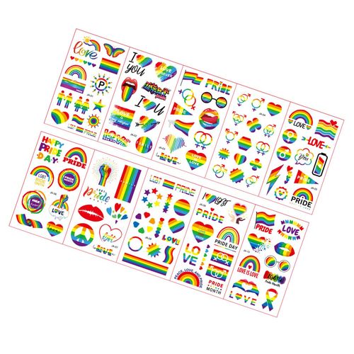 Rainbow Temporary Tattoo Stickers Easy To Use and Remove Tattoo Sticker for Summer Style Festival Wedding,Default NO5235