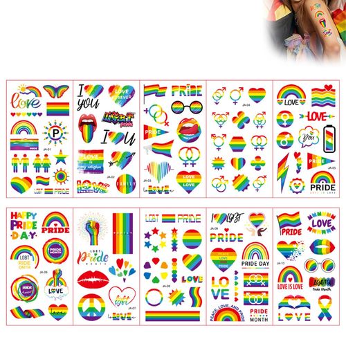 Rainbow Temporary Tattoo Stickers Easy To Use and Remove Tattoo Sticker for Summer Style Festival Wedding,Default NO5235
