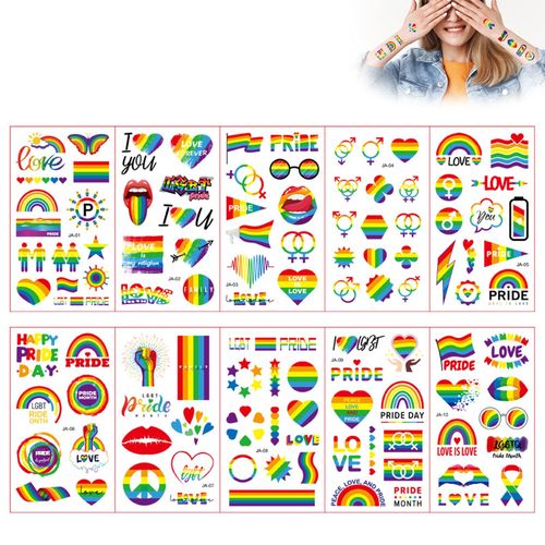 Rainbow Temporary Tattoo Stickers Easy To Use and Remove Tattoo Sticker for Summer Style Festival Wedding,Default NO5235