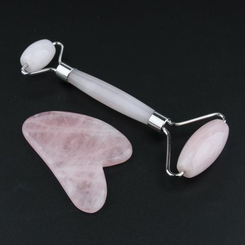 Jade   Roller   And   Gua   Sha   Tools   Set  -  Natural   Silver