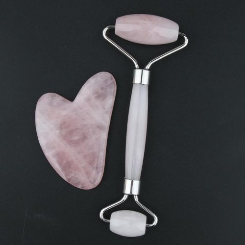 Jade   Roller   And   Gua   Sha   Tools   Set  -  Natural   Silver