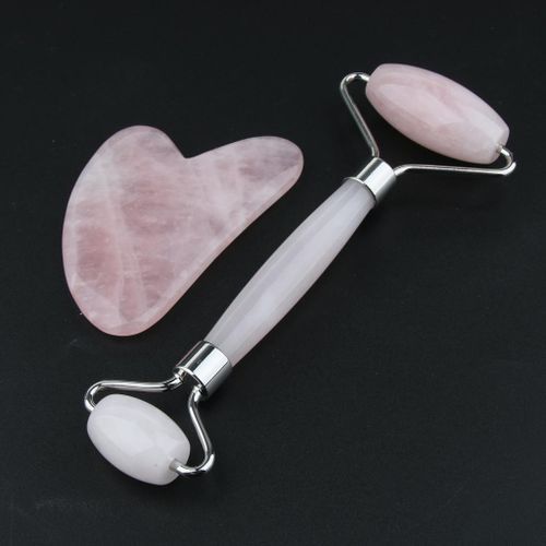 Jade   Roller   And   Gua   Sha   Tools   Set  -  Natural   Silver