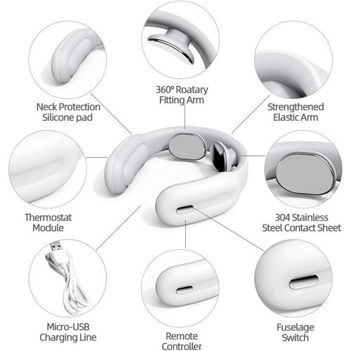 ,Intelligent Portable Neck Massage With Heat Cordless,3 Modes 15 Levels - Multicolour