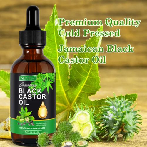 Aliver 100% Pure Organic Aromatherapy Castor Massage Essential Oil Cold Pressed Jamaican Black Castor 0il for Body Massage - 60mls