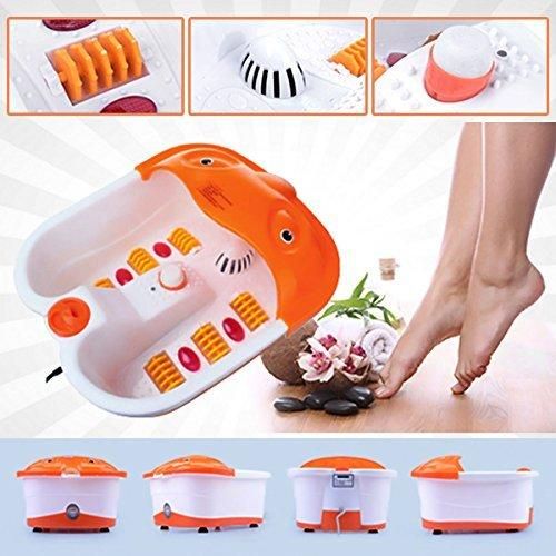 Multifunction Footbath Massager Spa With Heat Vibration And Roller Massager For Pain Relieve And Feet Care- Multicolor