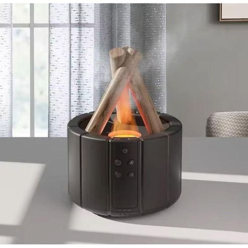 Flame Bead Ultrasonic Air Humidifier Aromatherapy Machine, Home Room Fragrant Essential Oil Diffuser Jellyfish Spray Smoking Steam Engine- Multicolor