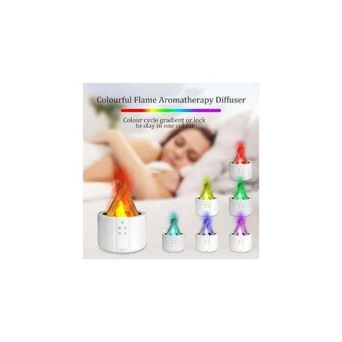 Flame Bead Ultrasonic Air Humidifier Aromatherapy Machine, Home Room Fragrant Essential Oil Diffuser Jellyfish Spray Smoking Steam Engine- Multicolor