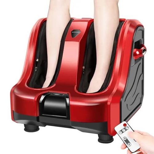 Smart Kneading Rolling Vibration Shiatsu Heat Foot Calf Leg Massager 110V US Plug Electric Stimulator Adjustable Tilt And Washable Sleeves Perfect For Relexable  And  Pain Relief -Multicolor