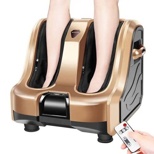 Smart Kneading Rolling Vibration Shiatsu Heat Foot Calf Leg Massager 110V US Plug Electric Stimulator Adjustable Tilt And Washable Sleeves Perfect For Relexable  And  Pain Relief -Multicolor