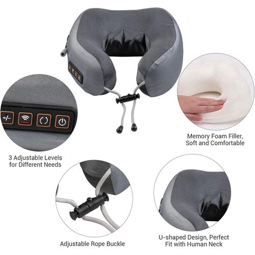 Neck Massager,USB Charging U-shaped Massage Pillow Electric Travel Pillow Foam Cervical Massage Pillow for Muscles Pain Relief Relax in Airplane,Office and Home- Multicolor