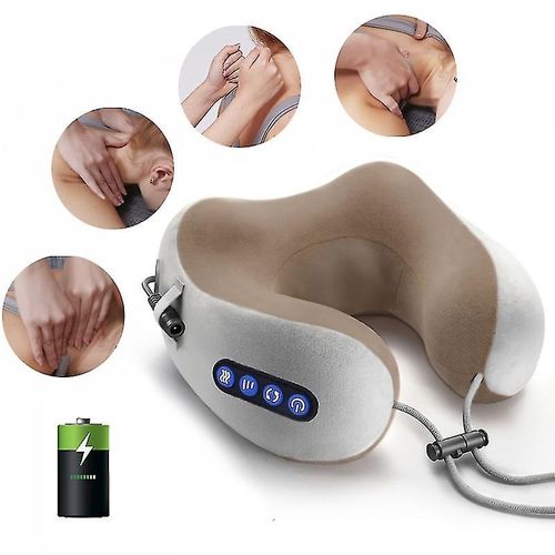 Neck Massager,USB Charging U-shaped Massage Pillow Electric Travel Pillow Foam Cervical Massage Pillow for Muscles Pain Relief Relax in Airplane,Office and Home- Multicolor
