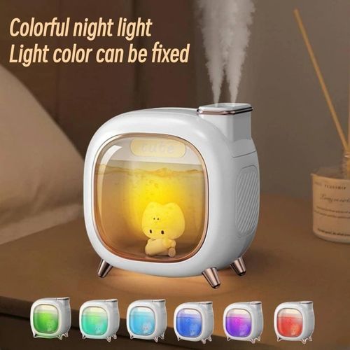 Wireless/USB Cute Double Nozzle Air Humidifier 500ml Home Air Humidifier With Colorful Night Light, Aroma Essential Oil Diffuser