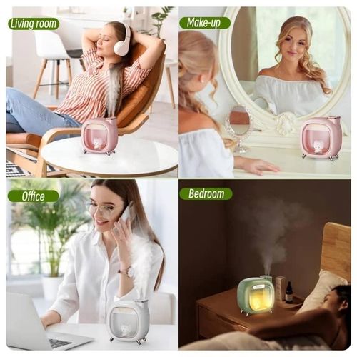 Wireless/USB Cute Double Nozzle Air Humidifier 500ml Home Air Humidifier With Colorful Night Light, Aroma Essential Oil Diffuser