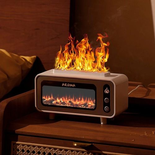 TV Fireplace Flame Aromatherapy Air Humidifier USB Essential Oil Diffuser Home Ultrasonic Mist Aroma Diffuser with 7 Color Light
