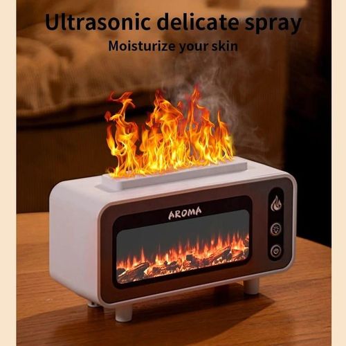 TV Fireplace Flame Aromatherapy Air Humidifier USB Essential Oil Diffuser Home Ultrasonic Mist Aroma Diffuser with 7 Color Light