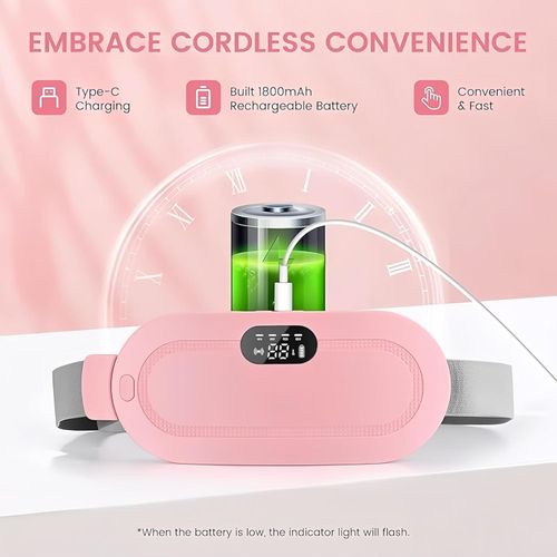 Portable USB Rechargeable Belly Fat Burning Electric Slimming Machine Waist Belt - Slim Waist, Tone Abs, And Legs With Lazy Fitness Massager  Equipment For Tummy Massager And Cramps- Multicolor