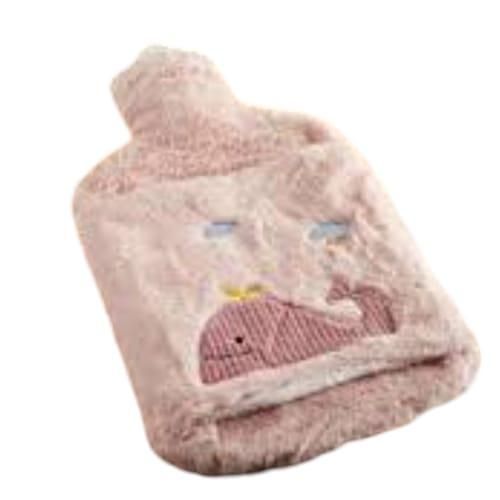 Hot Water Bottle With Faux Fur Cover 1700ML, Cosy Bed Warmer & Soft Bag Cover - Multi-colours.