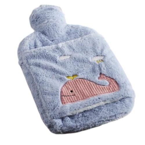 Hot Water Bottle With Faux Fur Cover 1700ML, Cosy Bed Warmer & Soft Bag Cover - Multi-colours.