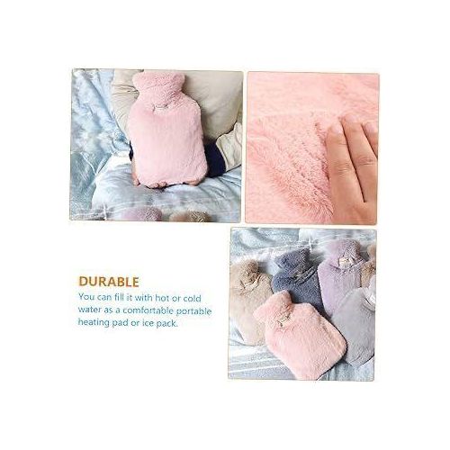 Hot Water Bottle With Faux Fur Cover 1700ML, Cosy Bed Warmer & Soft Bag Cover - Multi-colours.