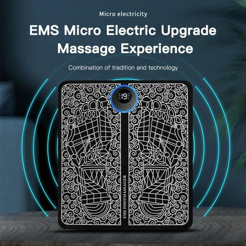 Ems Electric Foot Massager Pad Muscle Stimulator LCD Mat - Black