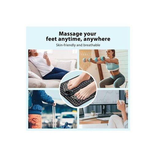 Ems Electric Foot Massager Pad Muscle Stimulator LCD Mat - Black
