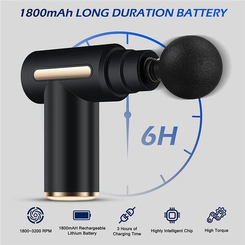 6-Speed ​​Massage Gun Massager + 4 Heads - Black