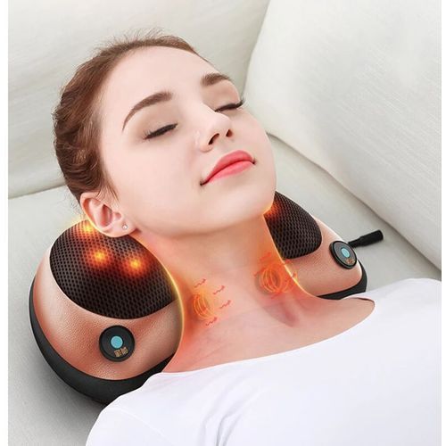 Pro Home Office Car Massage Pillow, Back Neck Feet Massage With Automatic Heating, Brown