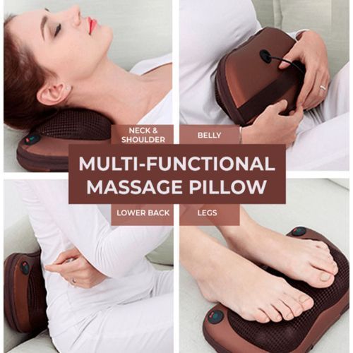 Pro Home Office Car Massage Pillow, Back Neck Feet Massage With Automatic Heating, Brown