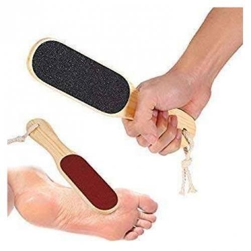 Best 2 Sided Dead Skin Remover Foot File/Scrubber With Wooden Handle - Cream